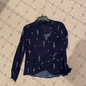 Zara Ballerina Print Blouse - XS